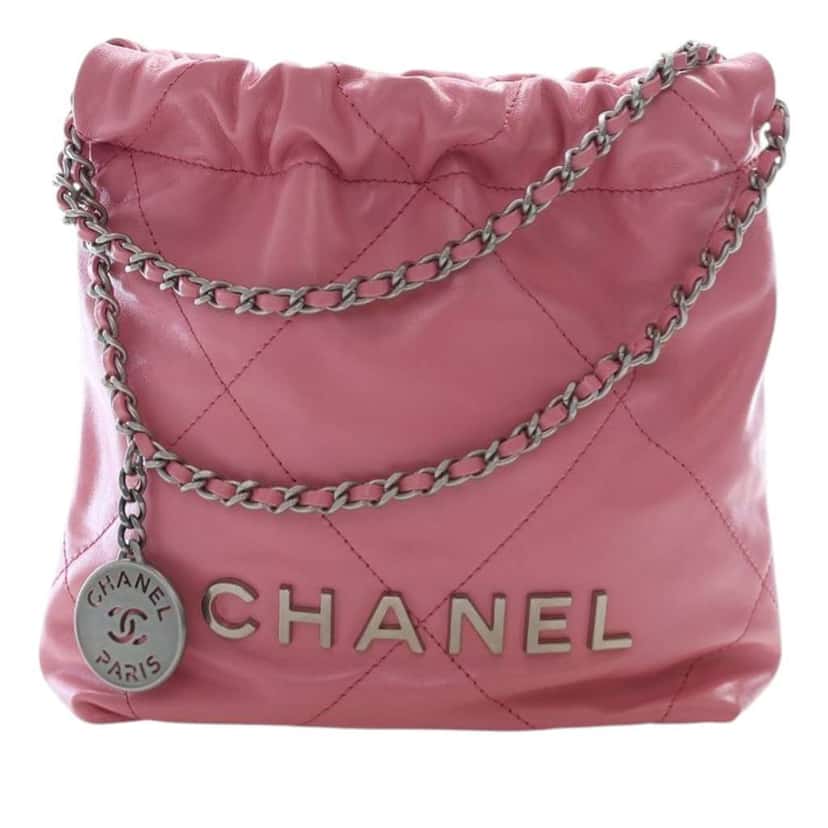 Chanel Mini Shiny Calfskin 22 Handbag Pink Leather Very good condition - Front View