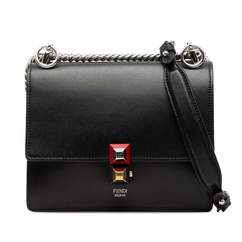 Fendi Small Leather Kan I Crossbody Black Leather Good condition - Front View