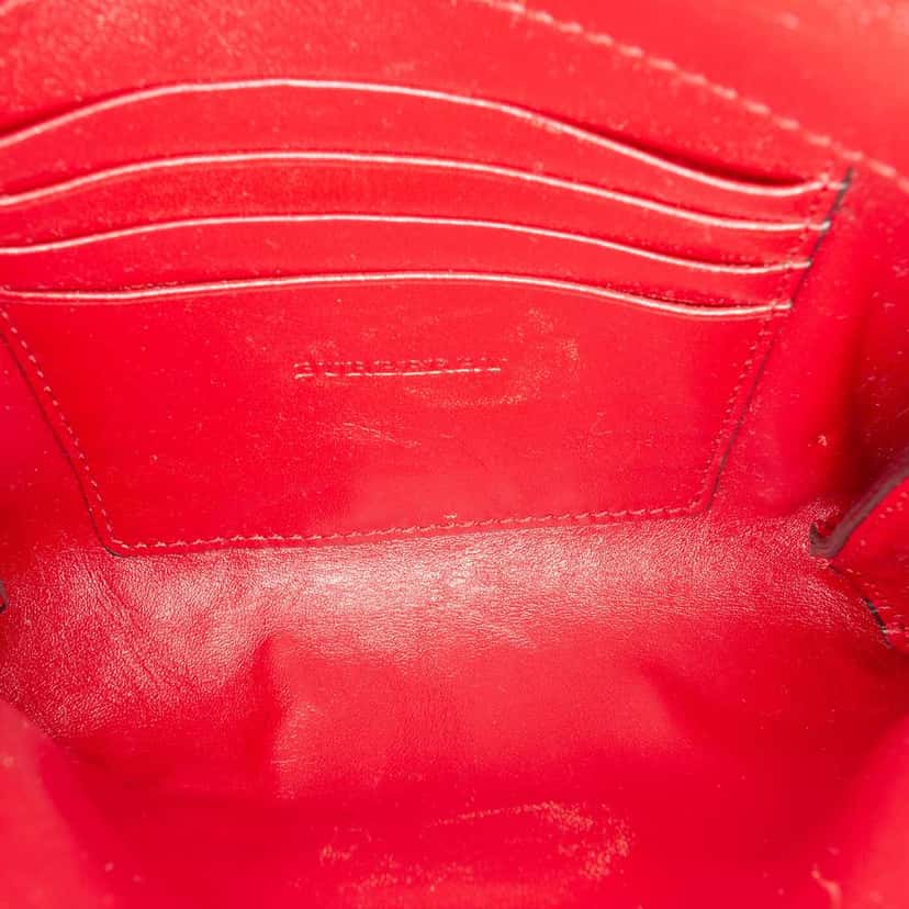 Burberry Embossed Grain Check Leather Langley Crossbody Red Leather Good condition - Model View