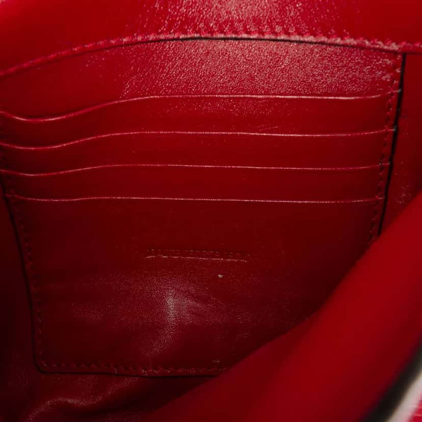 Burberry Embossed Grain Check Leather Langley Crossbody Red Leather Good condition - Box View