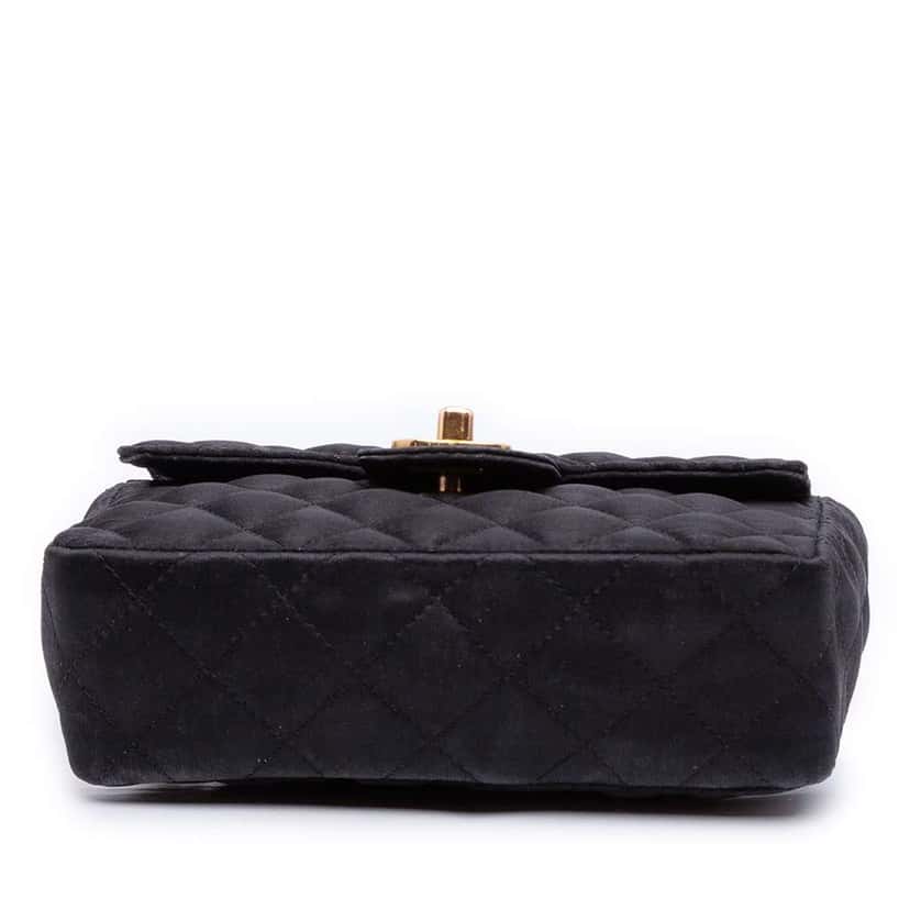 Chanel Mini Square Classic Satin Single Flap Black Satin Good condition - Inside View