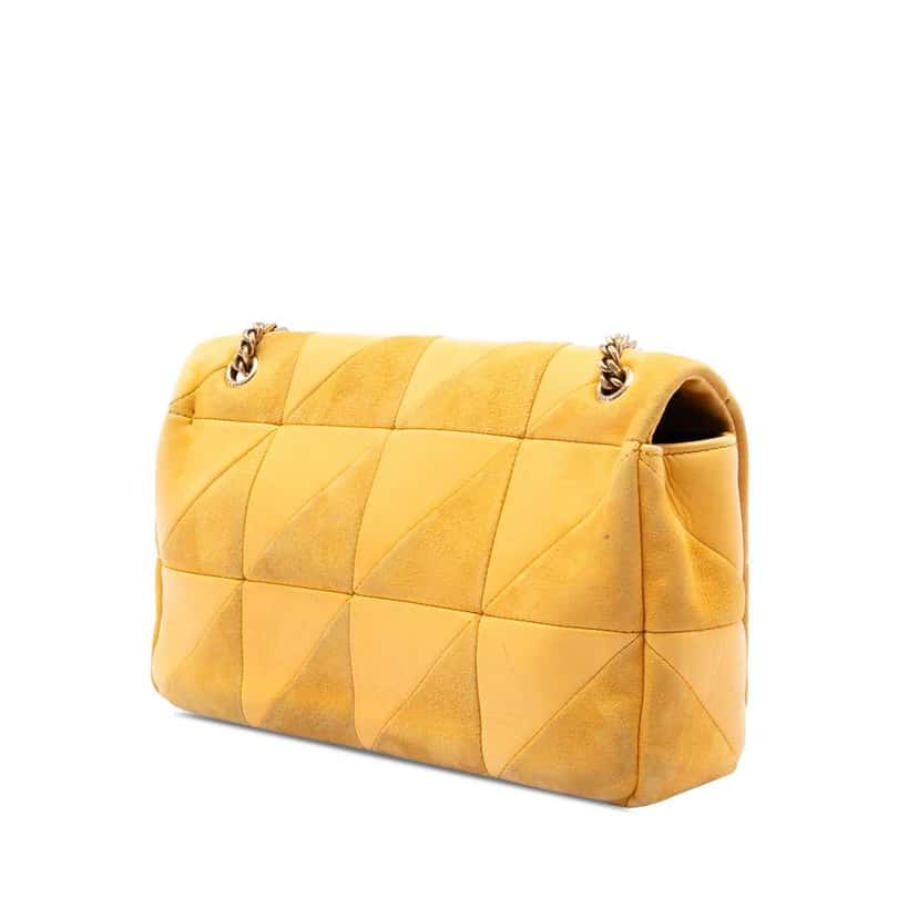Saint Laurent Medium Lambskin and Suede Patchwork Jamie Shoulder Bag Yellow Leather Good condition - Back View