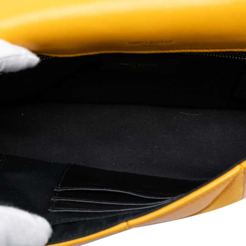 Saint Laurent Medium Lambskin and Suede Patchwork Jamie Shoulder Bag Yellow Leather Good condition - Model View