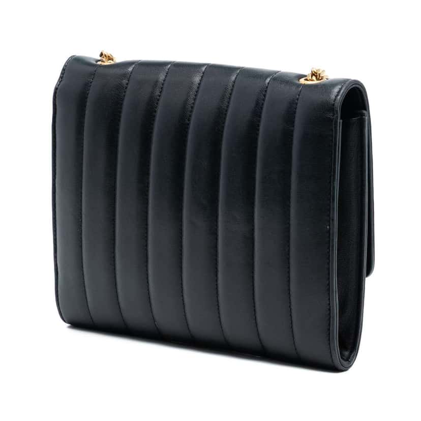Saint Laurent Matelasse Lambskin Monogram Vicky Chain Wallet Black Leather Good condition - Back View