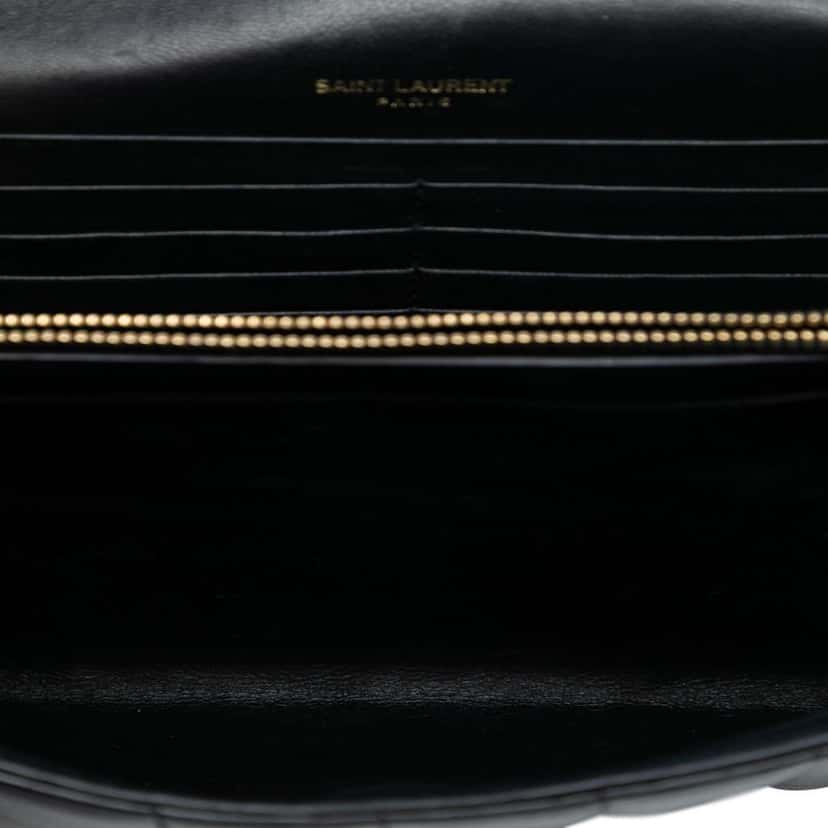 Saint Laurent Matelasse Lambskin Monogram Vicky Chain Wallet Black Leather Good condition - Model View