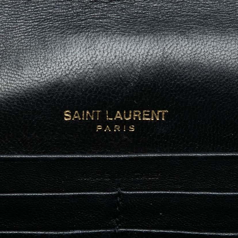 Saint Laurent Matelasse Lambskin Monogram Vicky Chain Wallet Black Leather Good condition - Box View