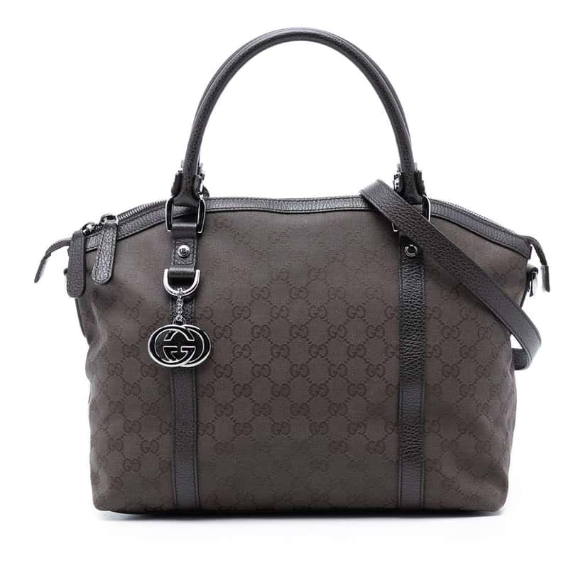 Gucci GG Canvas Charm Dome Satchel Brown Canvas Good condition - Front View