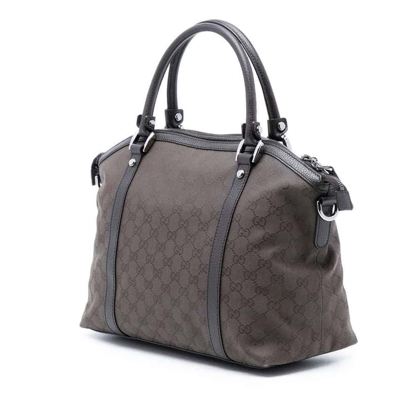 Gucci GG Canvas Charm Dome Satchel Brown Canvas Good condition - Back View
