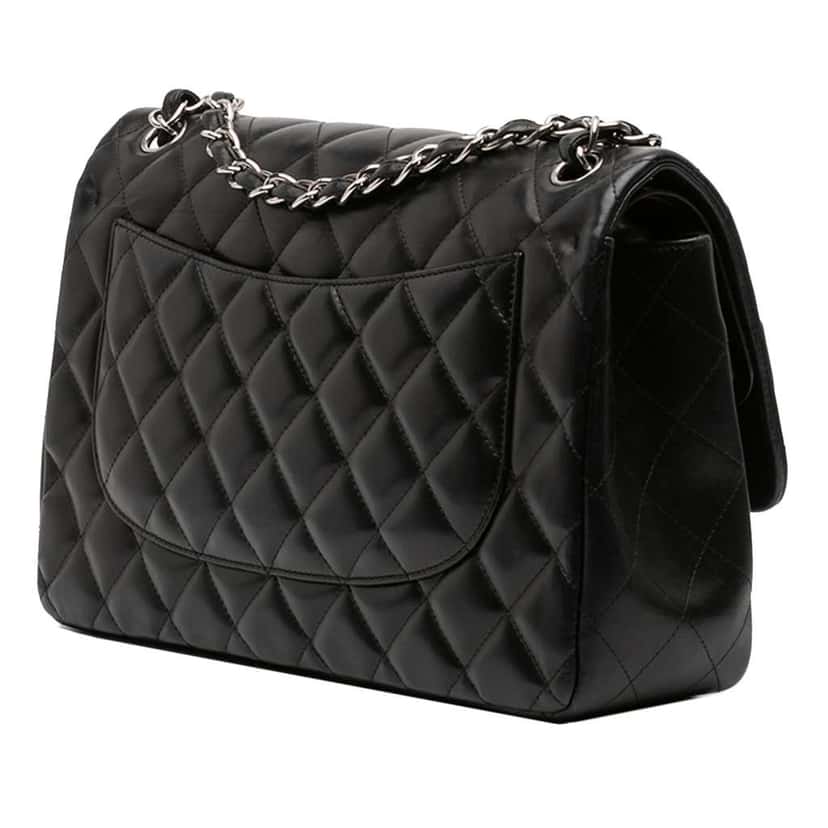 Chanel Jumbo Classic Lambskin Double Flap Black Leather Good condition - Back View