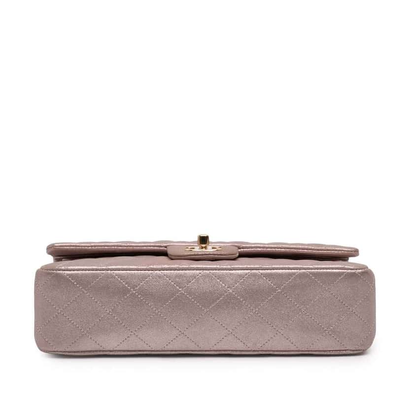 Chanel Medium Classic Iridescent Lambskin Double Flap Pink Leather Good condition - Inside View