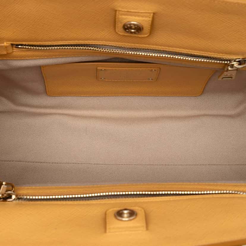Prada Saffiano Cuir Trimmed Canapa Satchel Brown Canvas Good condition - Model View