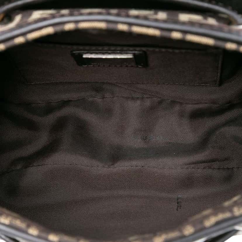 Fendi Zucchino Canvas Drawstring Shoulder Bag Brown Canvas Good condition - Model View