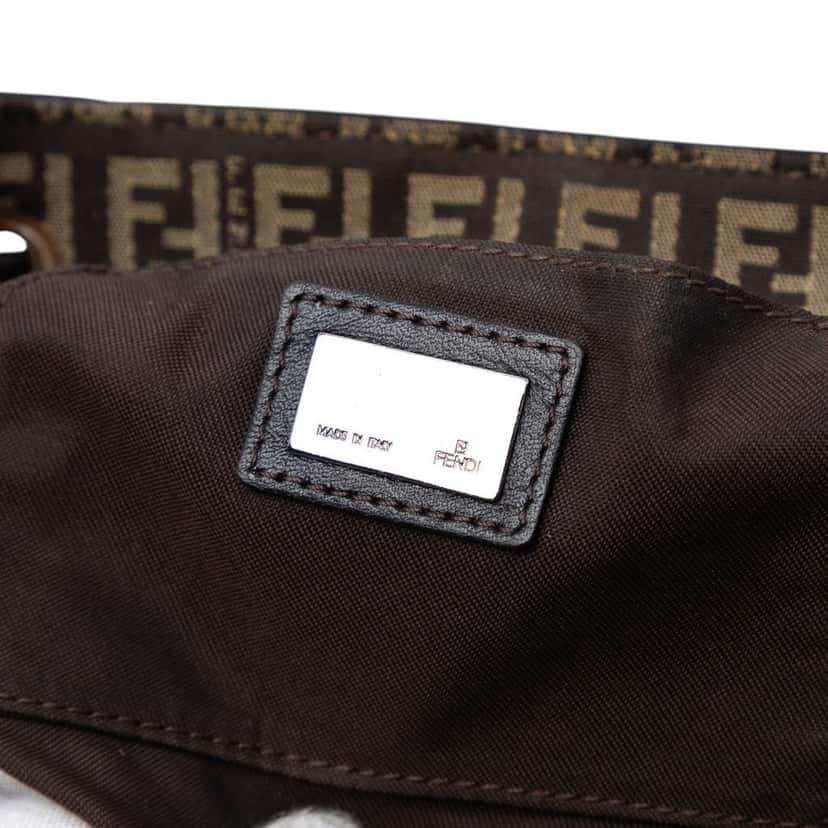 Fendi Zucchino Canvas Drawstring Shoulder Bag Brown Canvas Good condition - Box View