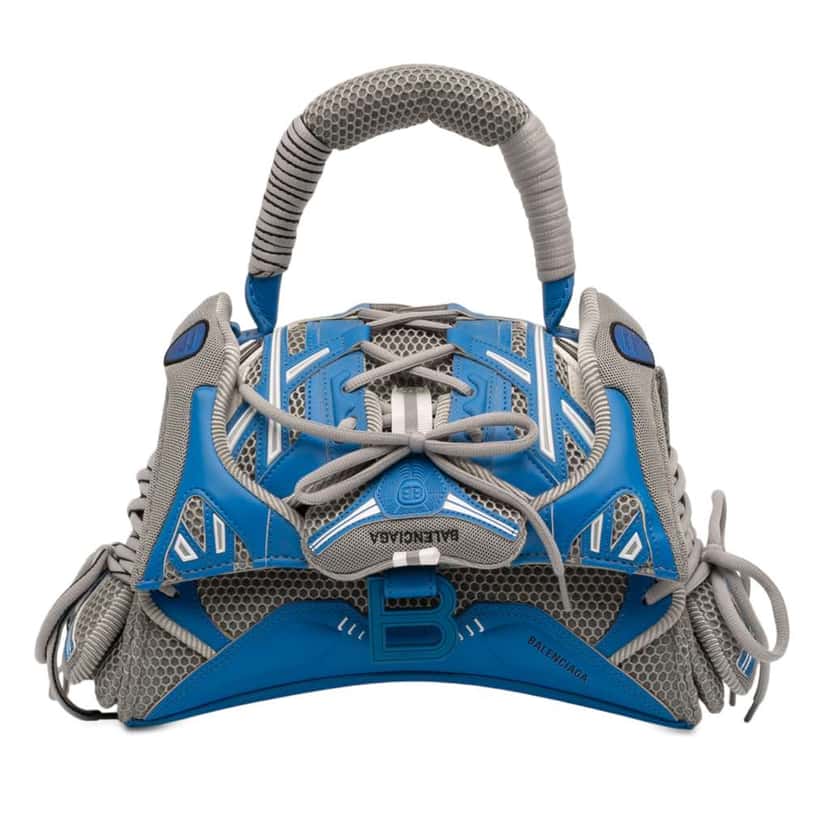 Balenciaga Small Faux Leather and Mesh Sneakerhead Top Handle Bag Grey Polyester Good condition - Front View