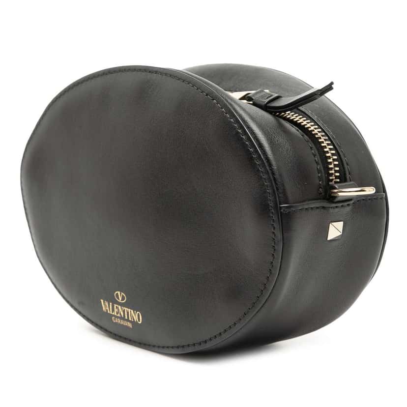 Valentino Calfskin Rockstud VLTN Oval Crossbody Black Leather Good condition - Back View