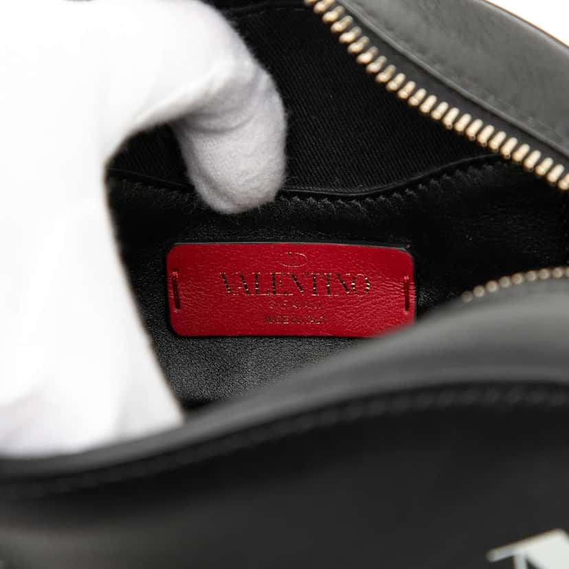 Valentino Calfskin Rockstud VLTN Oval Crossbody Black Leather Good condition - Box View