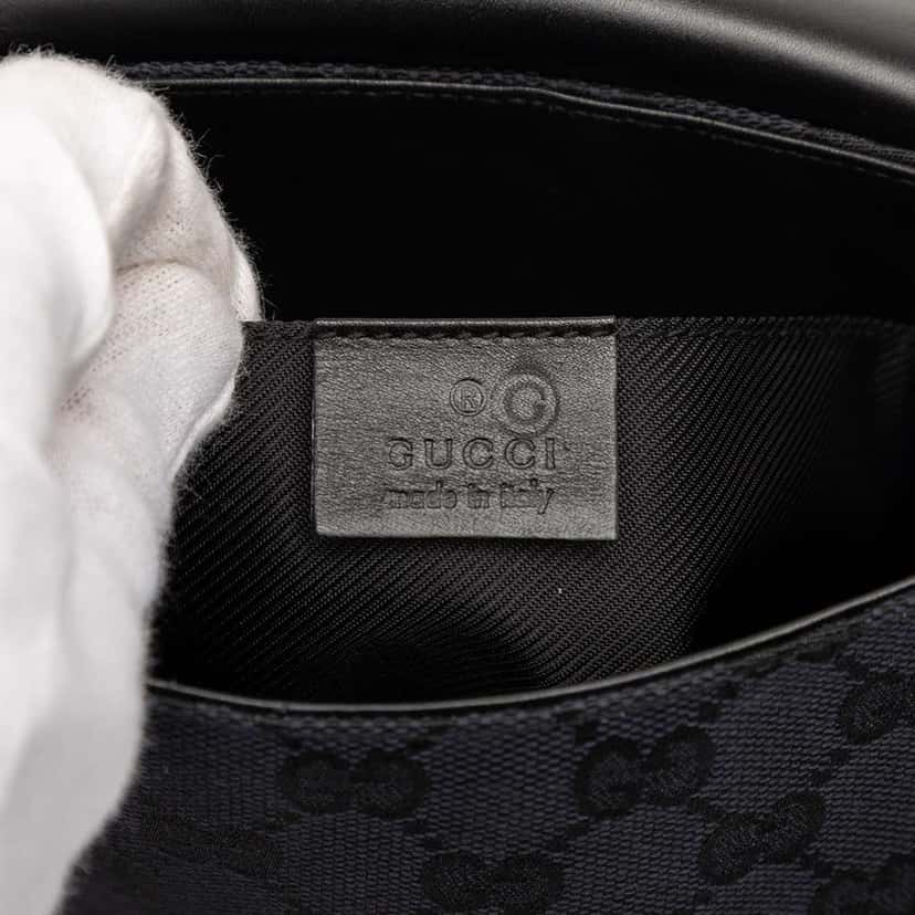 Gucci GG Canvas Resin Chain Flap Shoulder Bag Black Canvas Good condition - Box View