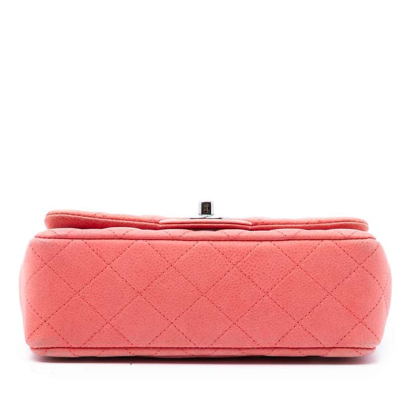 Chanel Mini Rectangular Classic Caviar Single Flap Pink Leather Very good condition - Inside View