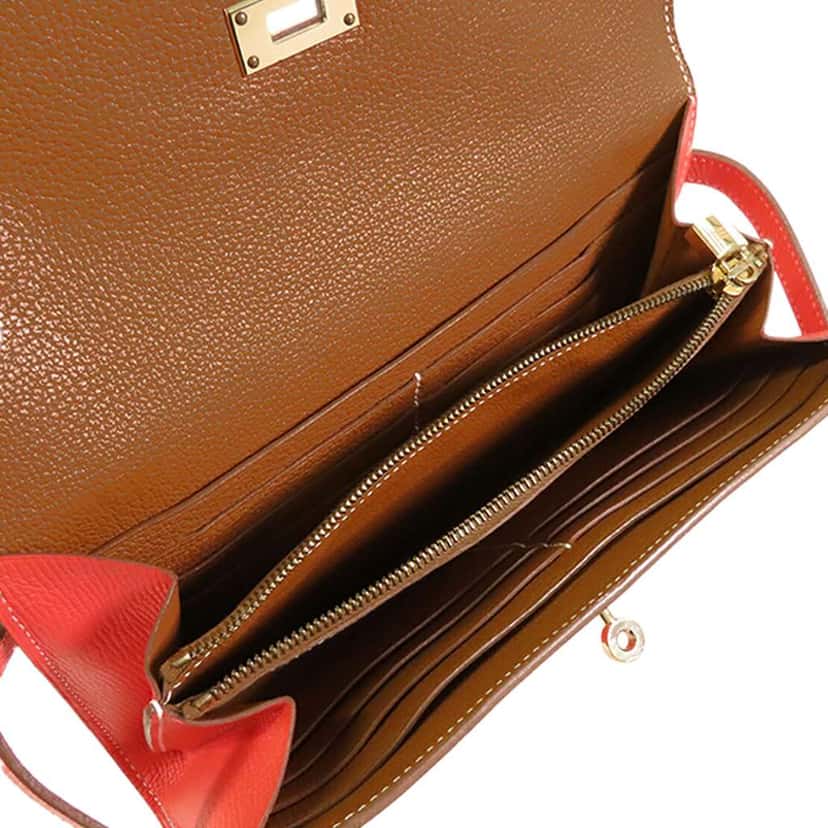 Hermès Epsom Verso Kelly To Go Wallet Pink Leather Good condition - Inside View