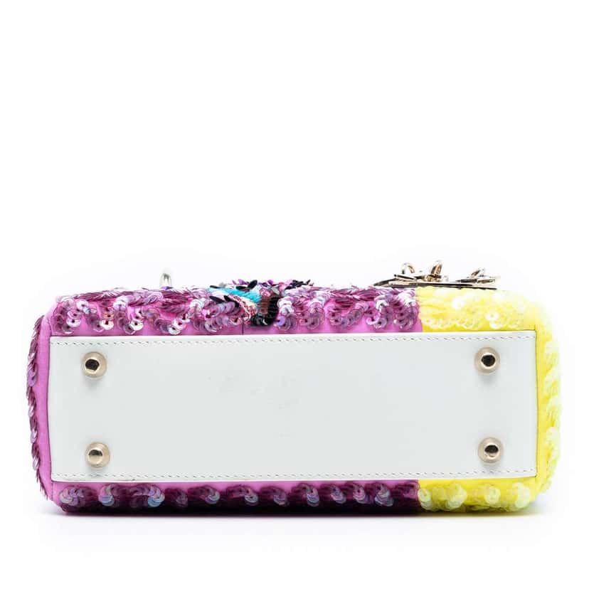 Dior Mini Canvas Sequin Flower Pop Lady Dior Purple Canvas Very good condition - Inside View