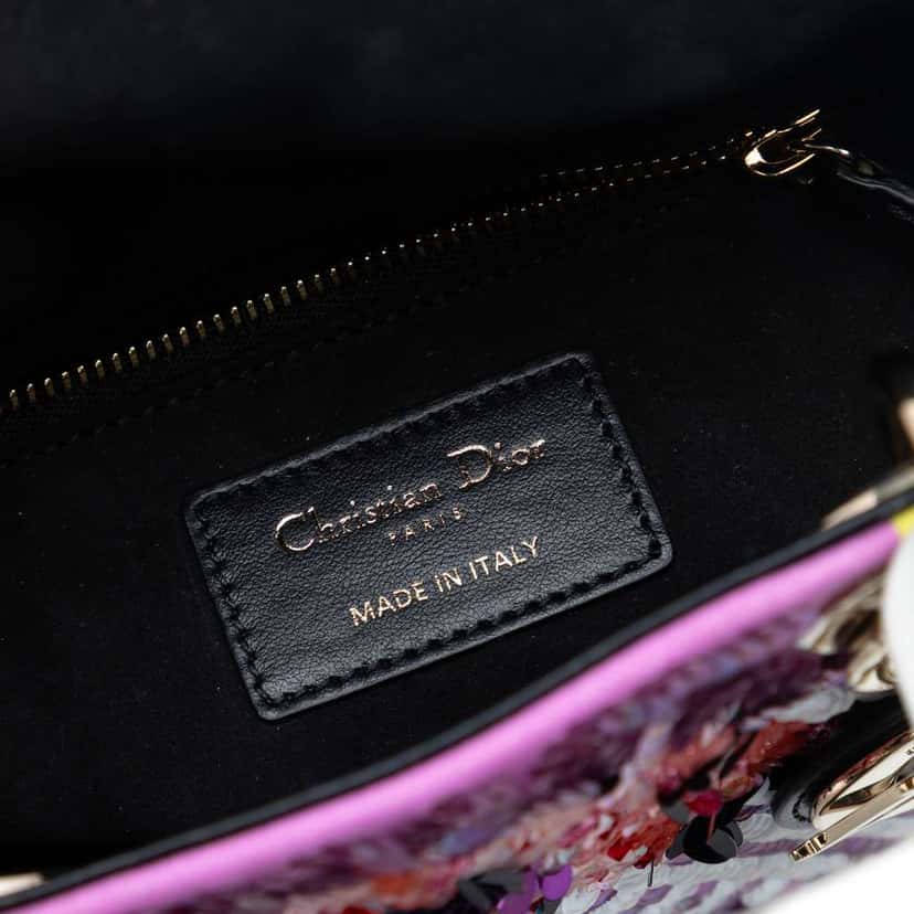 Dior Mini Canvas Sequin Flower Pop Lady Dior Purple Canvas Very good condition - Box View