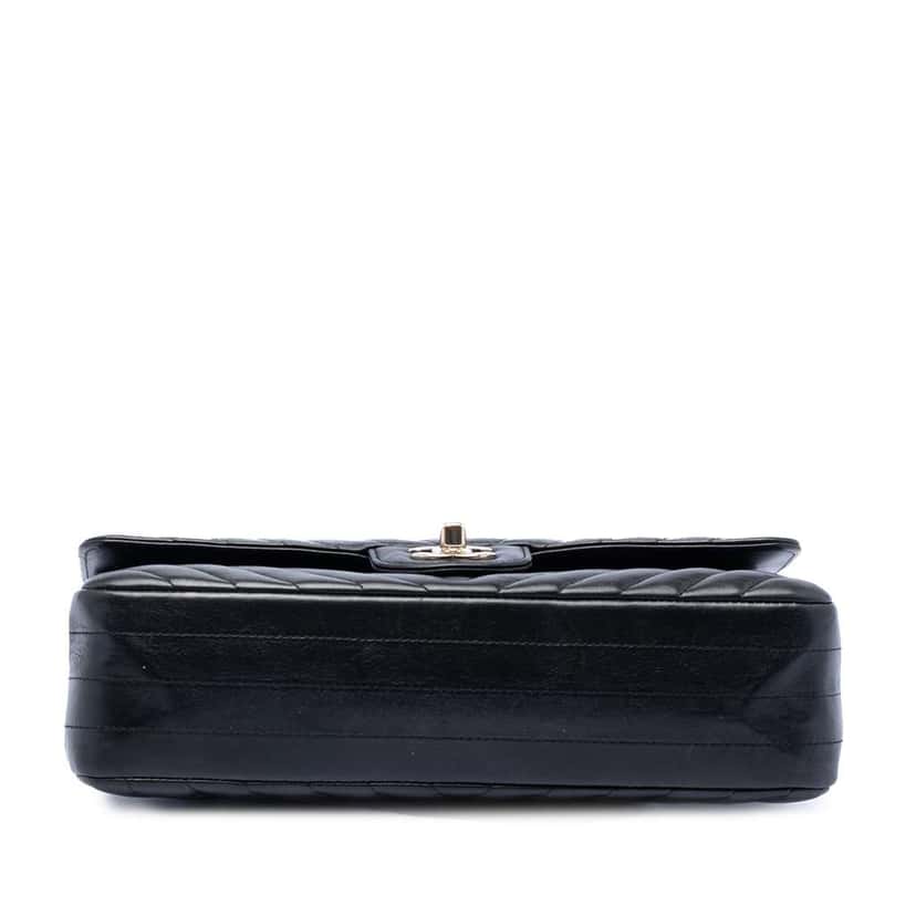 Chanel Medium Classic Chevron Lambskin Double Flap Black Leather Very good condition - Inside View