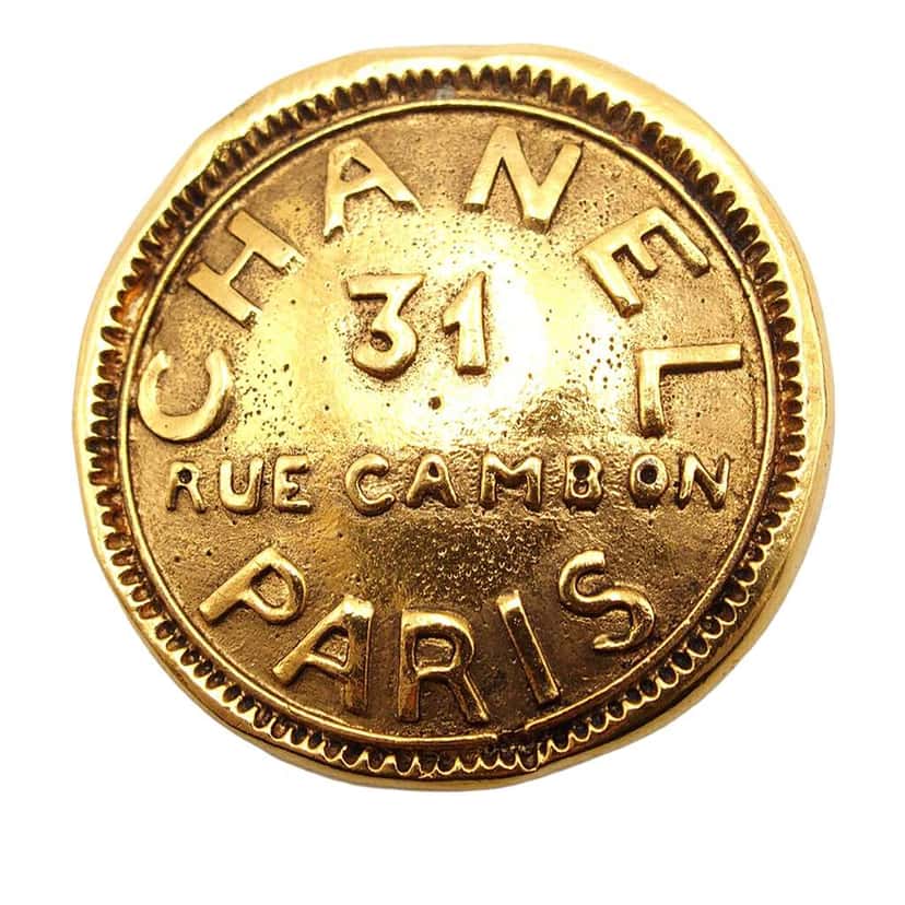 Chanel Gold Plated 31 Rue Cambon Round Clip On Earrings Gold Metal Good condition - Back View