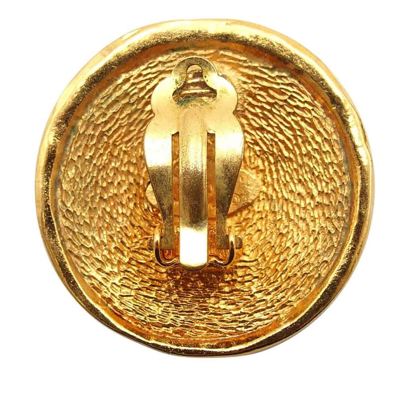 Chanel Gold Plated 31 Rue Cambon Round Clip On Earrings Gold Metal Good condition - Inside View