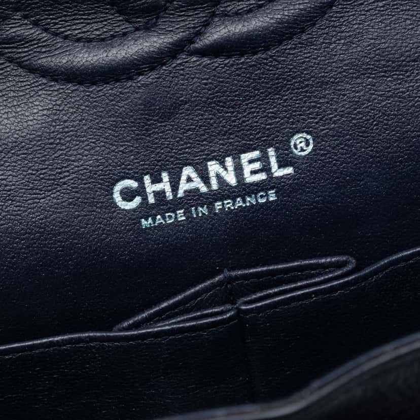 Chanel Medium Classic Caviar Double Flap Blue Leather Good condition - Box View