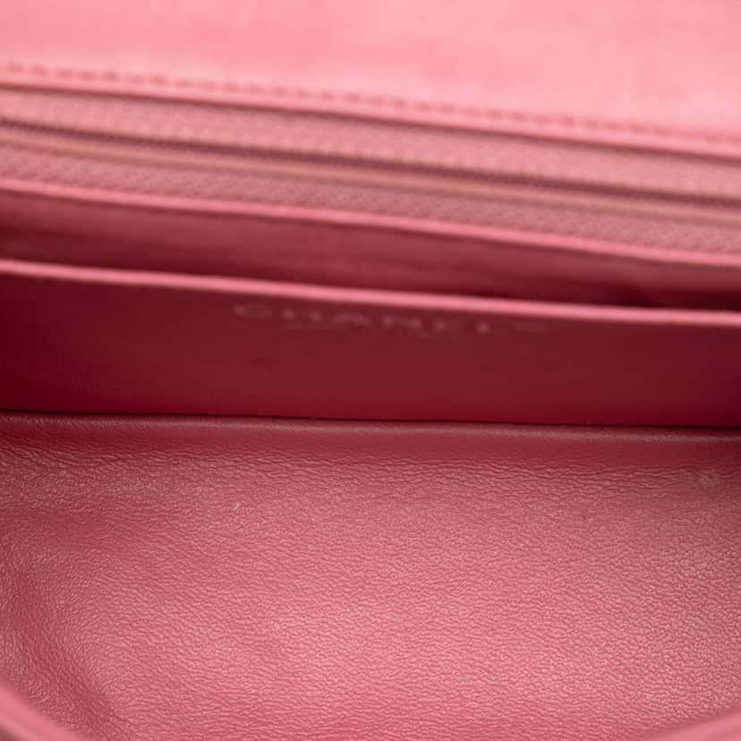 Chanel Mini Square Classic Lambskin Single Flap Pink Leather Good condition - Model View