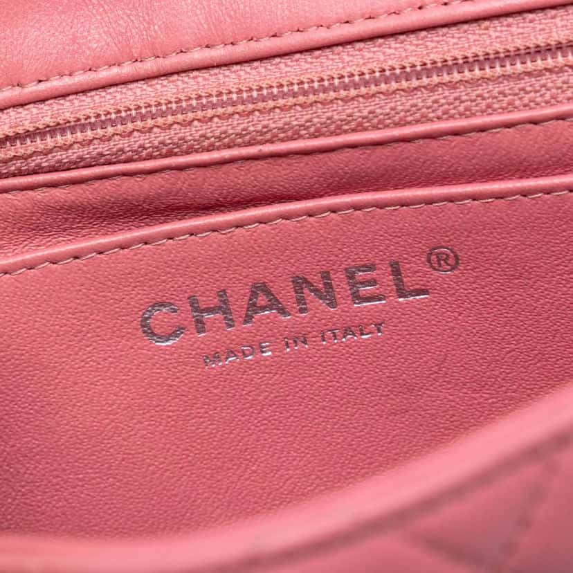 Chanel Mini Square Classic Lambskin Single Flap Pink Leather Good condition - Box View