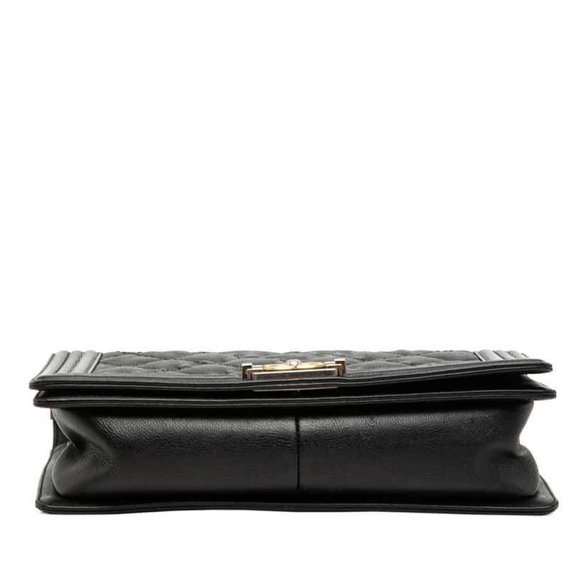 Chanel Medium Quilted Calfskin Wild Stitch Boy Flap Black Leather Good condition - Inside View