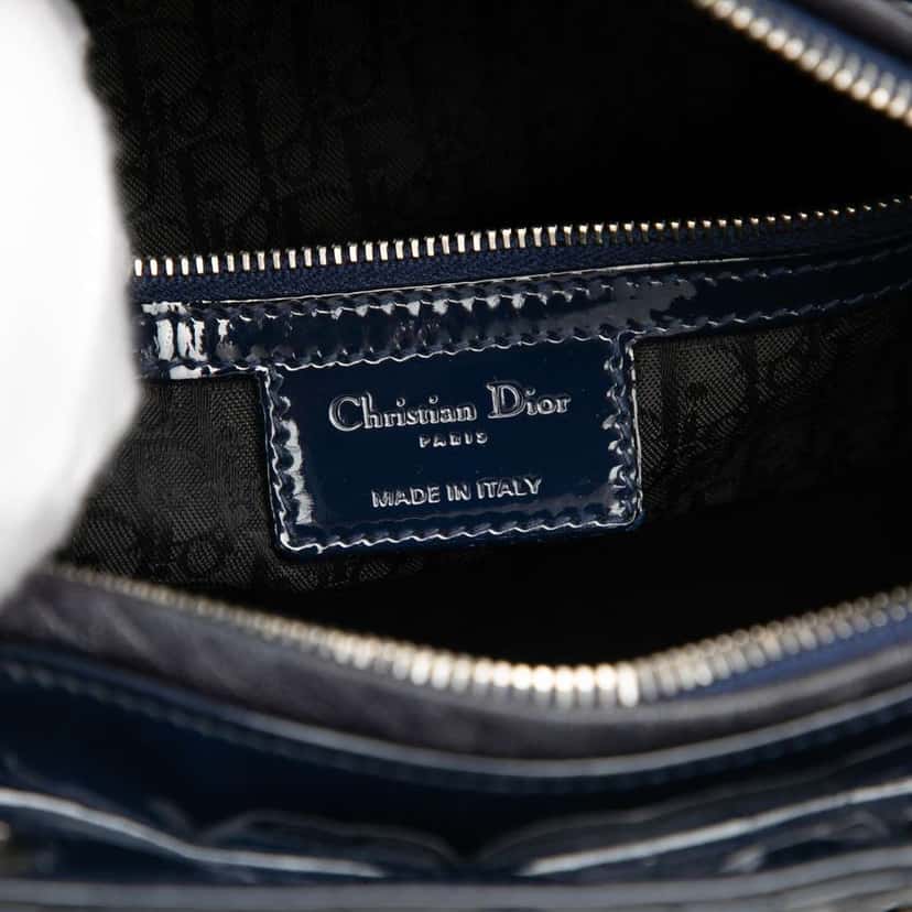 Dior Large Patent Cannage Lady Dior Blue Leather Very good condition - Box View
