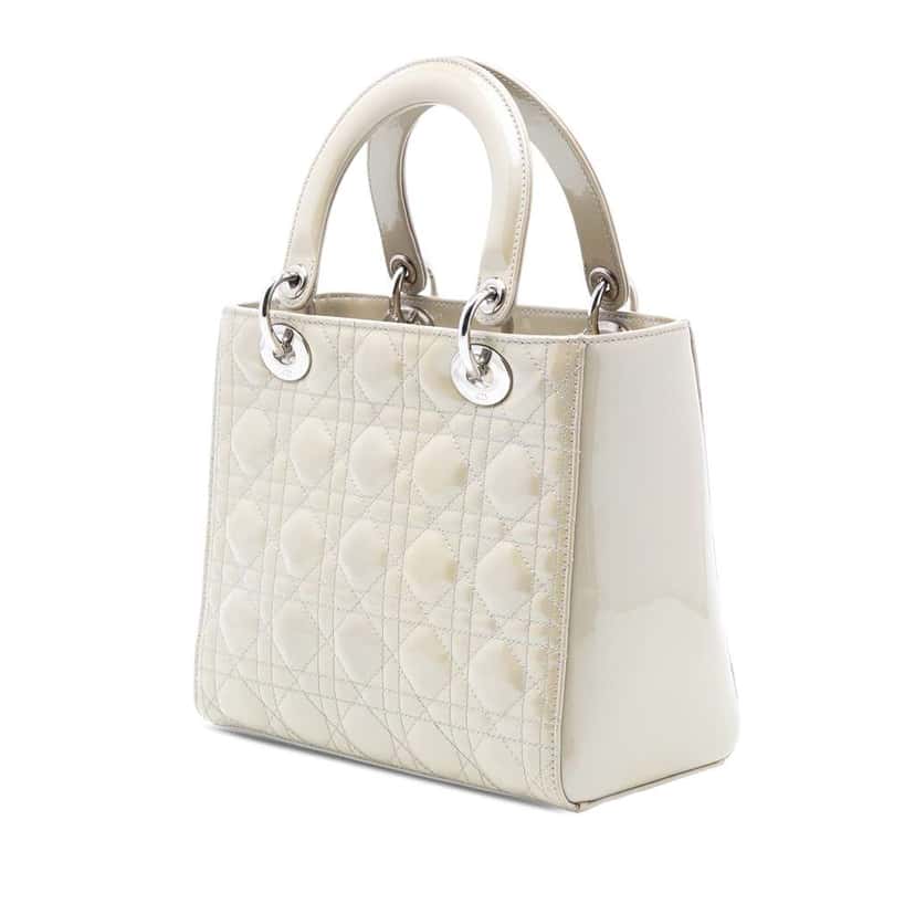 Dior Medium Patent Cannage Lady Dior Brown Leather Good condition - Back View