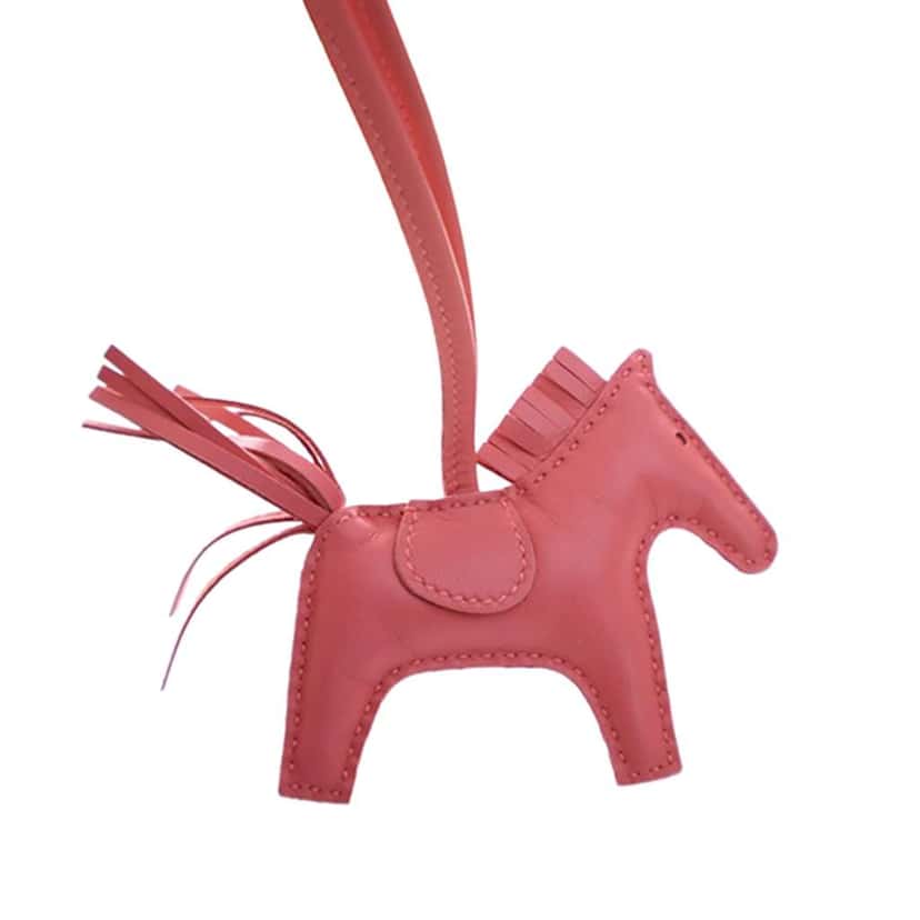 Hermès Milo Lambskin and Swift Grigri Rodeo Pegase Bag Charm PM Pink Leather Very good condition - Back View