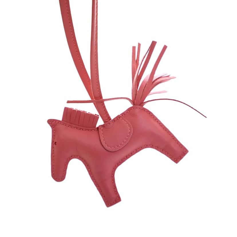 Hermès Milo Lambskin and Swift Grigri Rodeo Pegase Bag Charm PM Pink Leather Very good condition - Model View