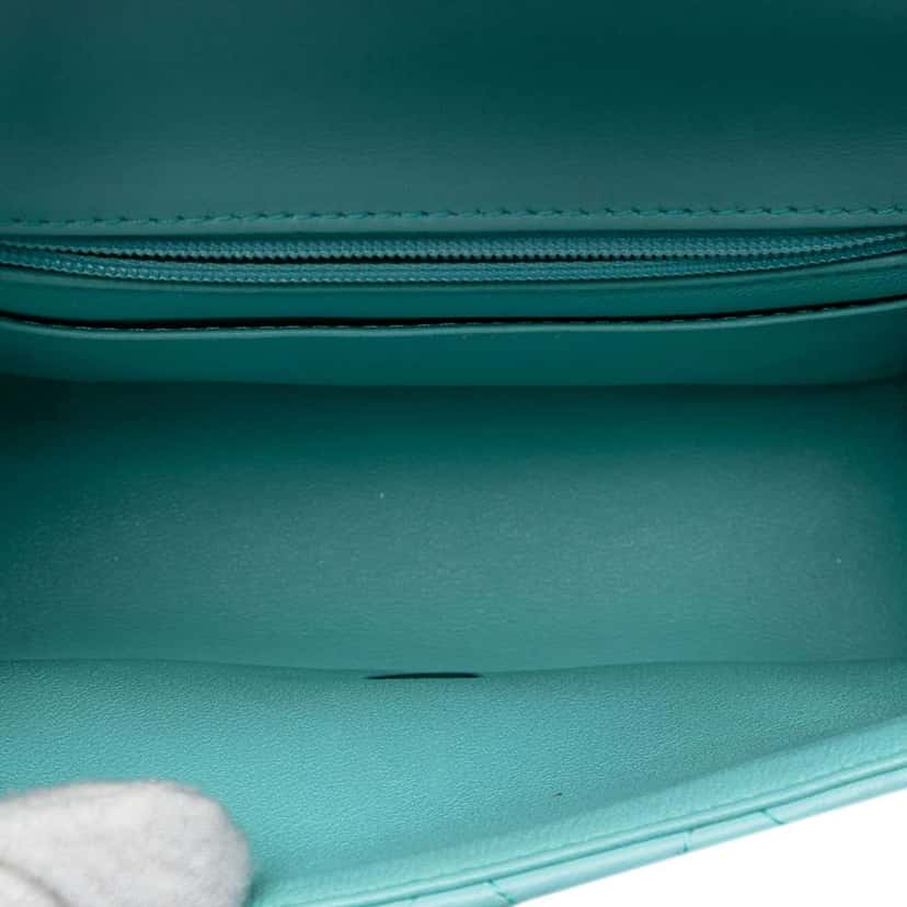 Chanel Mini Square Classic Lambskin Single Flap Blue Leather Good condition - Model View