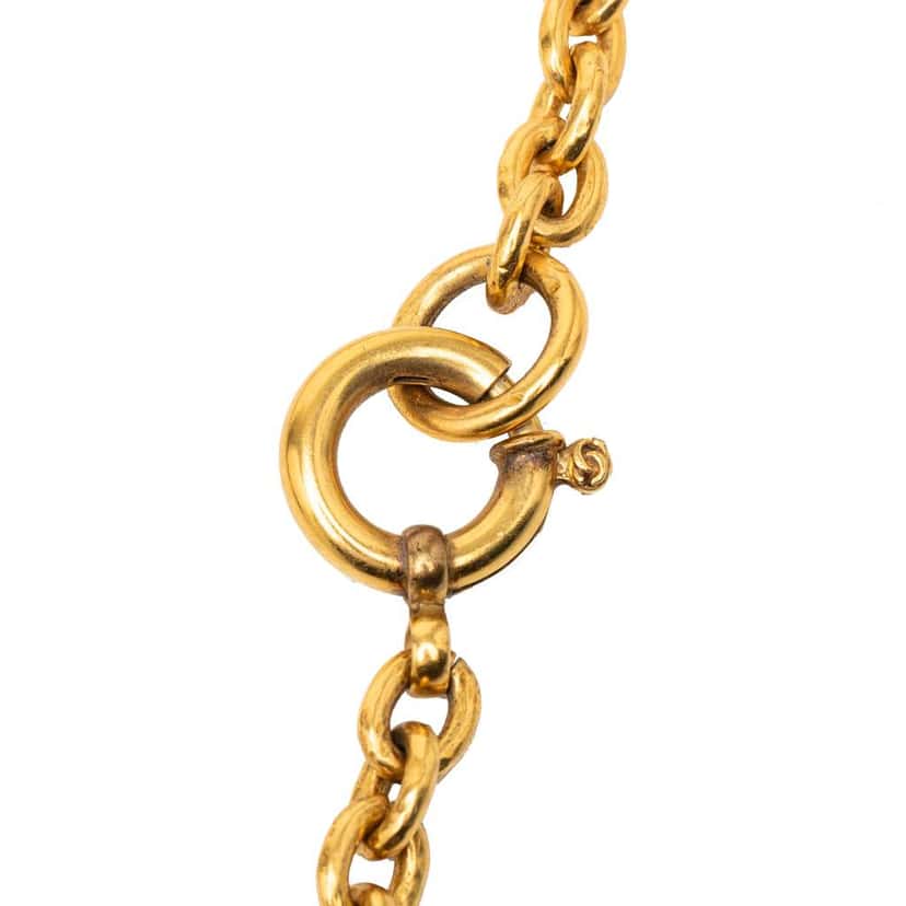 Chanel CC Gold Plated Round Mirror Pendant Necklace Gold Metal Good condition - Inside View