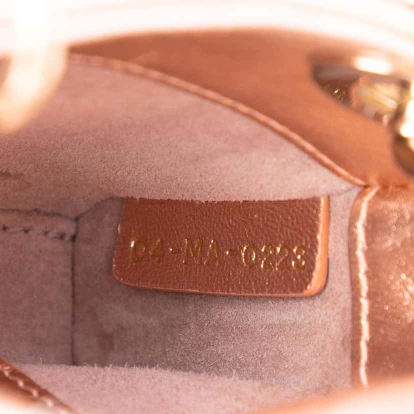 Dior Micro Metallic Calfskin Cannage Beaded Lady Dior Pink Leather Good condition - Box View