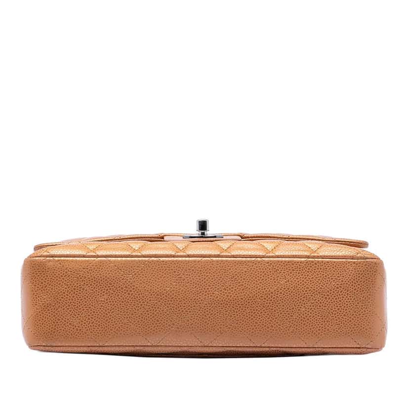 Chanel Medium Classic Metallic Caviar Double Flap Brown Leather Good condition - Inside View