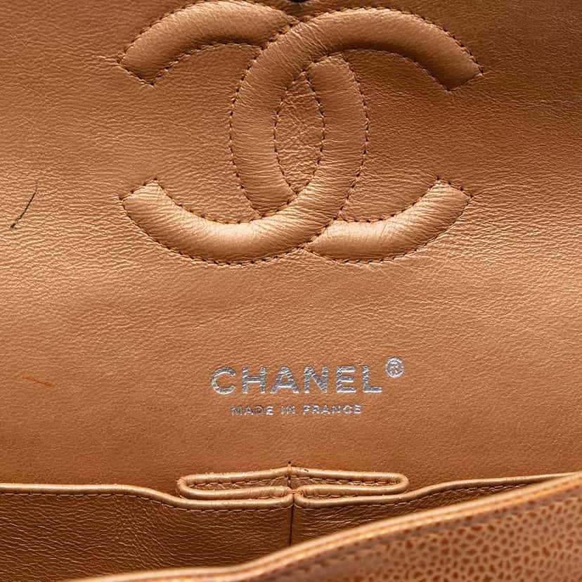 Chanel Medium Classic Metallic Caviar Double Flap Brown Leather Good condition - Box View