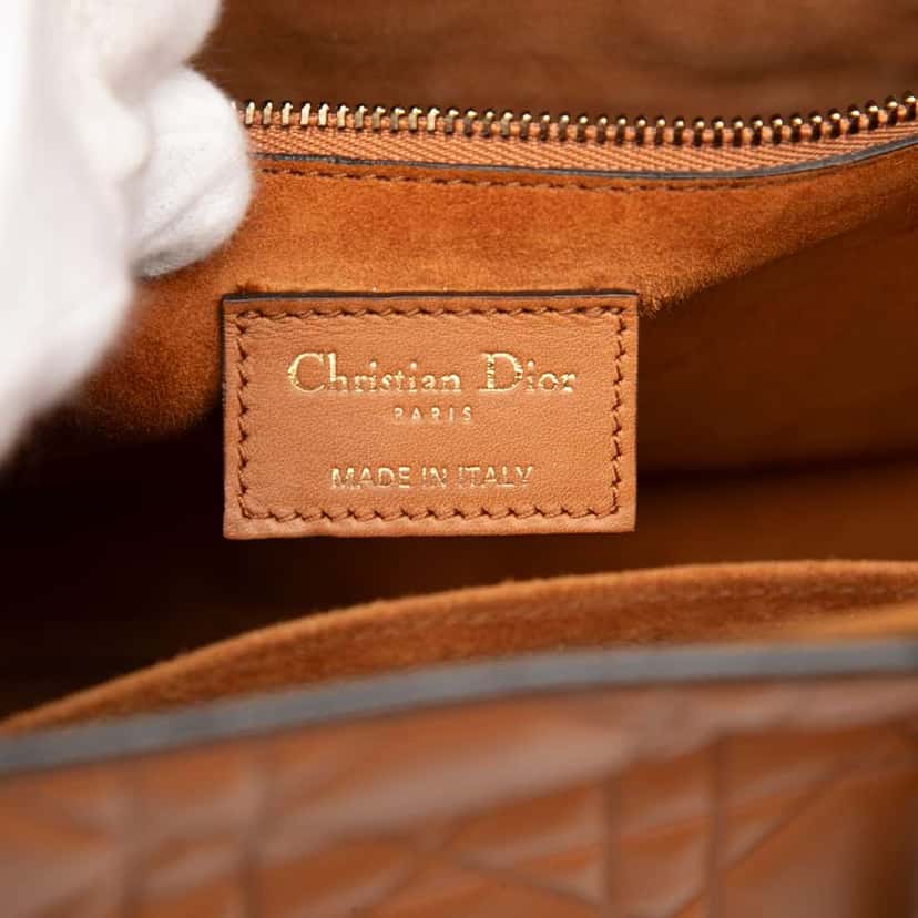 Dior Large Ultra Matte Calfskin Cannage Embossed Lady Dior Brown Leather Good condition - Box View