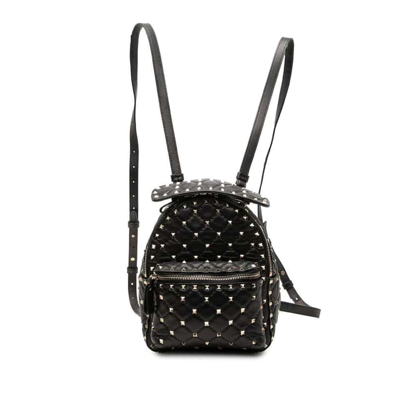 Valentino Mini Nappa Rockstud Spike Backpack Black Leather Good condition - Front View