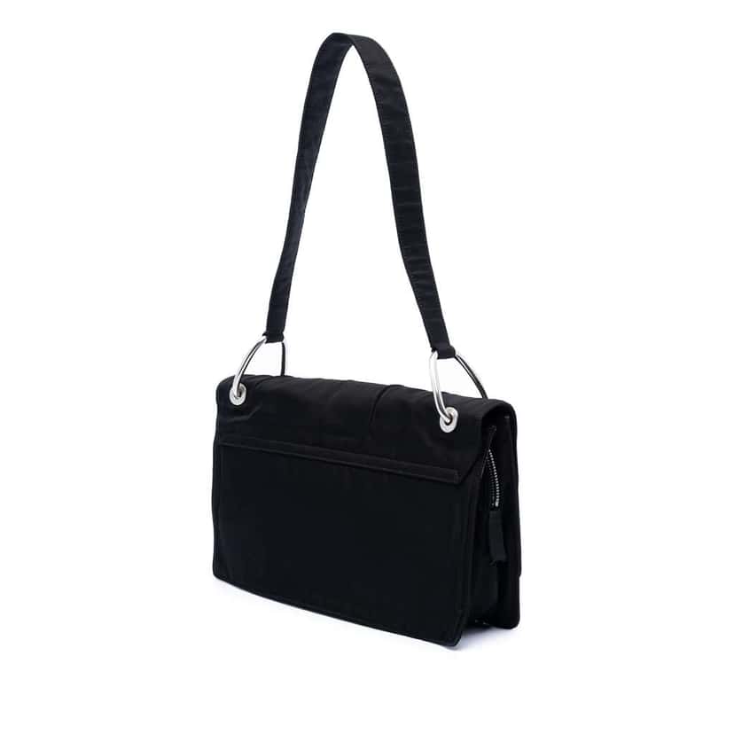 Prada Tessuto Flap Shoulder Bag Black Good condition - Back View