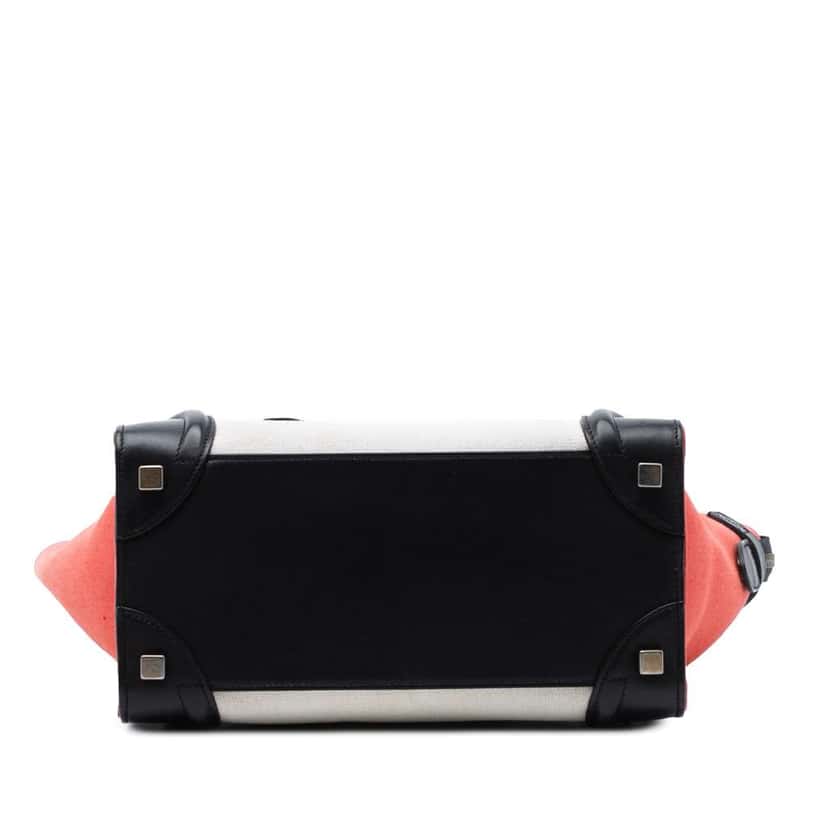 Celine Micro Tricolor Canvas and Leather Luggage Tote White Canvas Good condition - Inside View