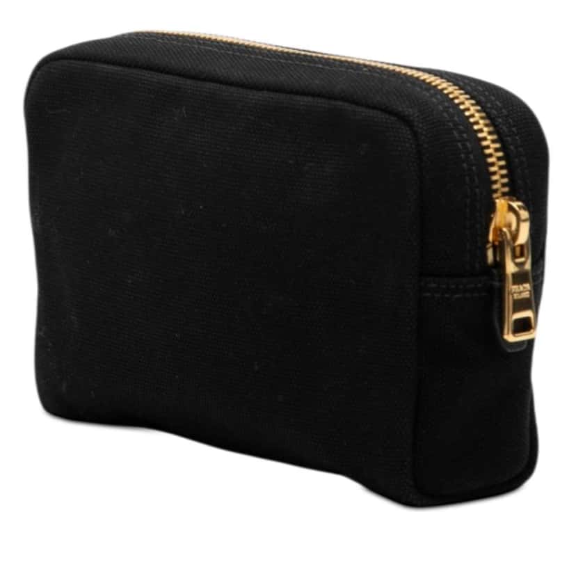 Prada Canvas Canapa Logo Pouch Black Canvas Good condition - Back View