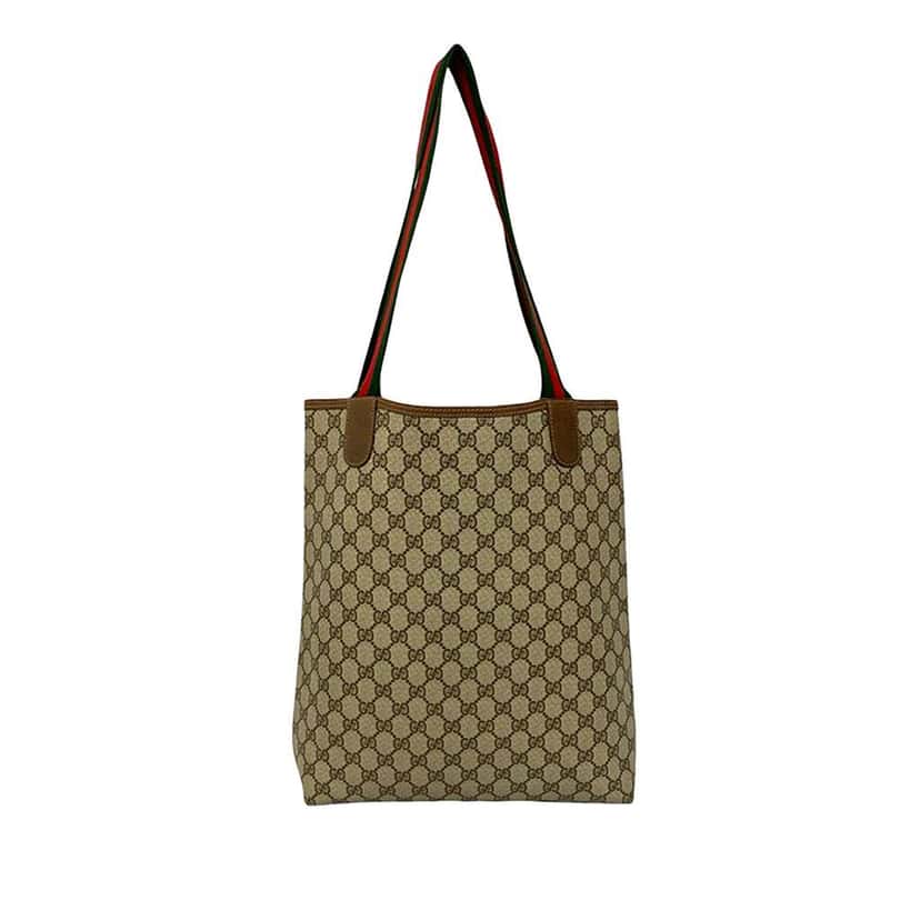 Gucci GG Supreme Web Tote Brown Canvas Good condition - Back View