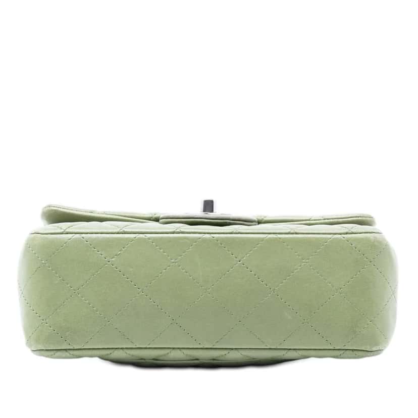 Chanel Mini Rectangular Classic Lambskin Single Flap Green Leather Very good condition - Inside View