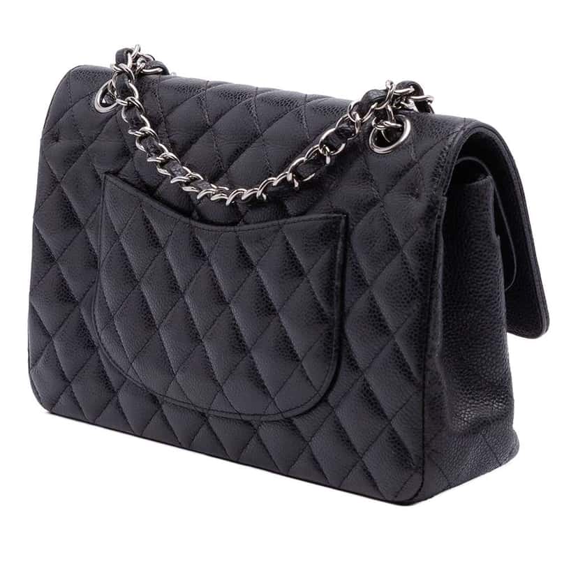 Chanel Medium Classic Caviar Double Flap Black Leather Good condition - Back View
