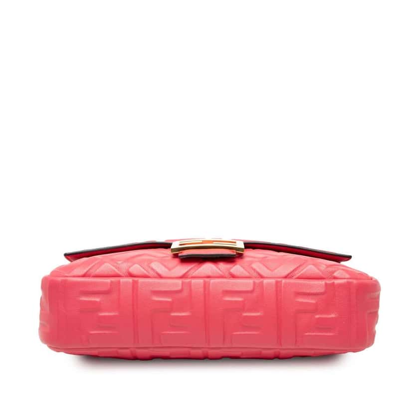 Fendi Zucca Embossed Leather Baguette Satchel Pink Leather Very good condition - Inside View